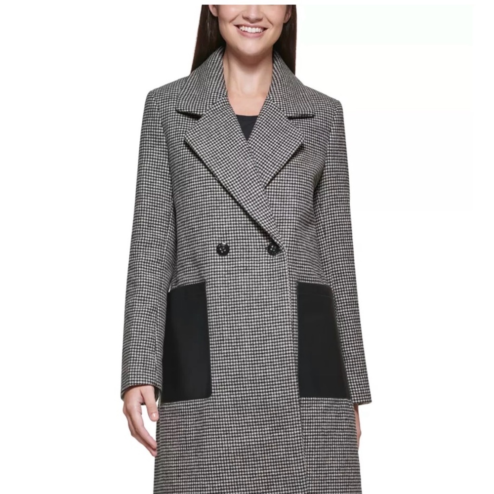 Calvin Klein Black and Gray Pea Coat
